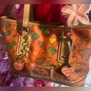 Dooney & Bourke PINK  Heart Print Shoulder Bag VINTAGE Y2K HEART EDITION